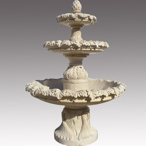factory supplied home decoration used small size yellow travertine stone fountain for outdoor