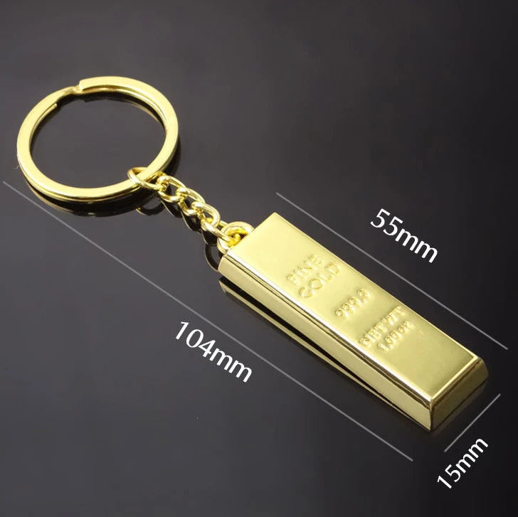 Fashion Creative Metal Faux Gold Bar Ingot Bullion Keychain Key Chain