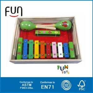 Fashion hot sale wooden music instrument learning toys for baby wooden harmonica wooden mini xylophone