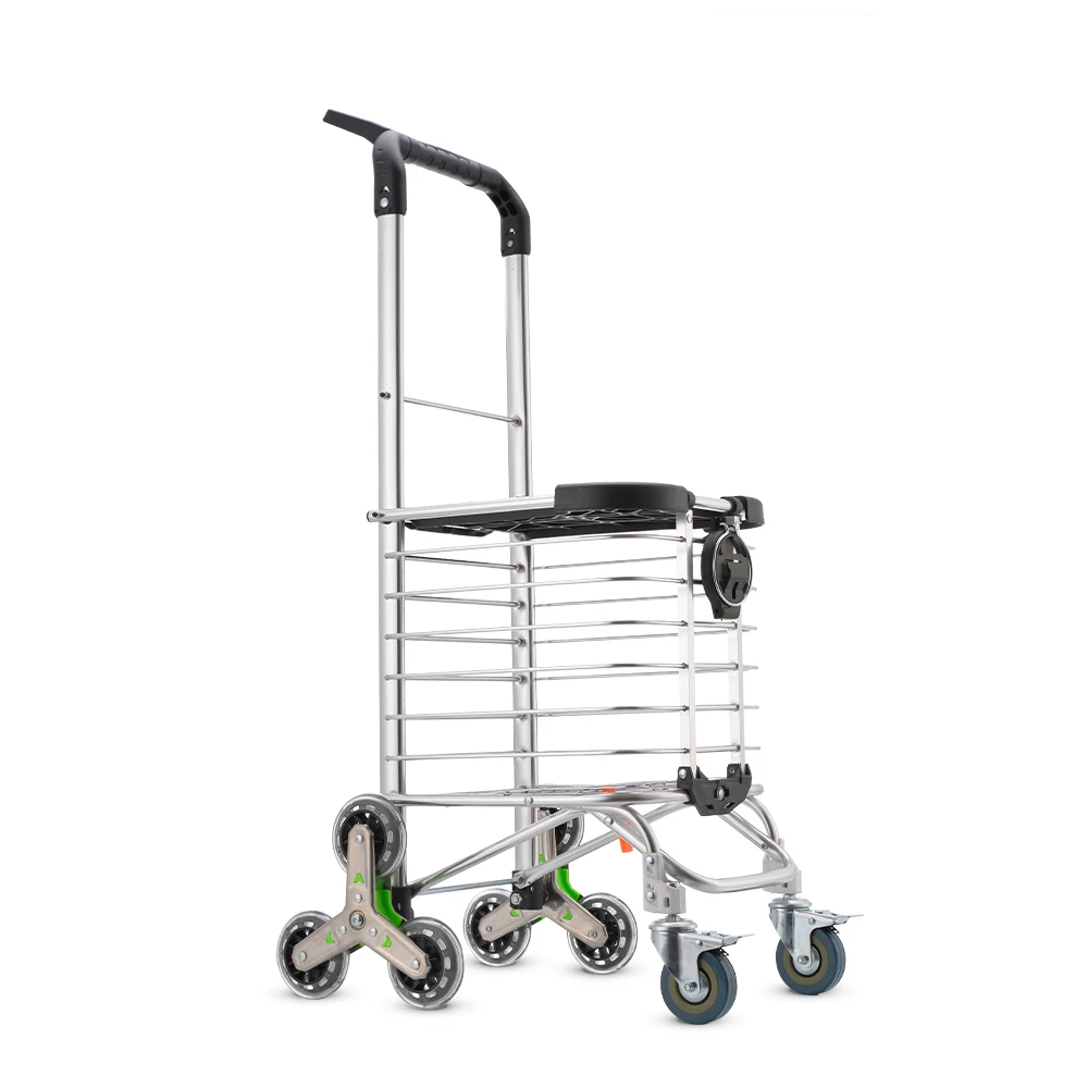 Fashionable Portable aluminum foldable shopping cart domestic folding shopping trolley with climbing stair wheel