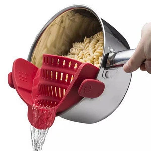 FDA Approved Heat Resistant silicone colander collapsible foldable clip strainer
