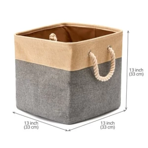 Foldable  fabric linens clothes storage baskets, storage hanging baskets,fabric storage baskets with cotton rope