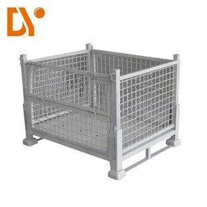 Foldable storage cage with wheels Metal Box Barbed Wire Storage Cage / Rack