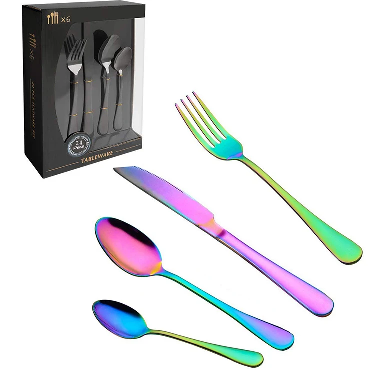 Food Grade Restaurant Flatware Titanium Silver Spoon Set Stainless Steel  20 piece Cutlery Set