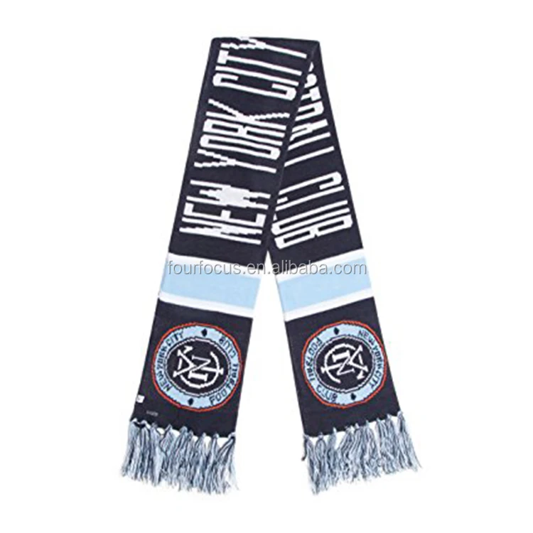 Football game celebrates acrylic knit scarf