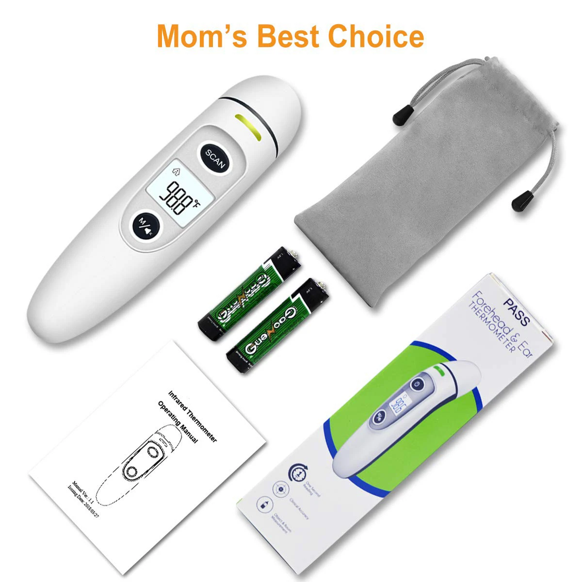 Forehead/ear Thermometer LCD Digital IR Forehead Infrared Medical Baby Adult Ear Thermometer promotional price CE approved
