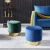 Import Free sample wholesale home furniture multi-color optional velvet round footstool ottoman pouf with stainless steel base from China