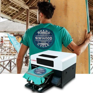 Full automatic small flatbed cmykw tshirt printer inkjet printers garment clothes t-shirt printing machine 1st