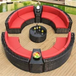 Garden wicker furniture U shape sectional sofa set