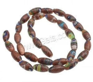Gold sand Millefiori Glass beads jewelry making bulk bead Oval handmade 6x10mm Hole: 1mm 967425