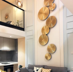 Golden iron round creative fashion gear sofa wall decor for home decoration