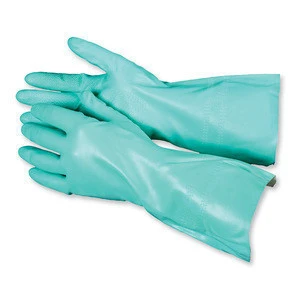 Green Rubber Coated working safety gloves , rubber gloves industrial use