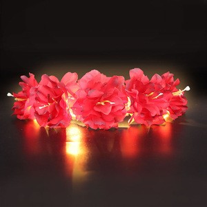 Hair accessorieshot selling glowing girl flower crowns LED string light flower headband