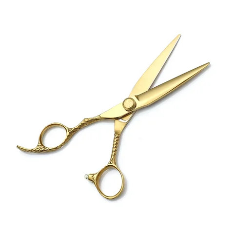 HCL-0001 OEM/ODM Golden Left-handed  Japan 440C Steel Salon Scissors Hair Scissor Professional Hairdressing Scissors