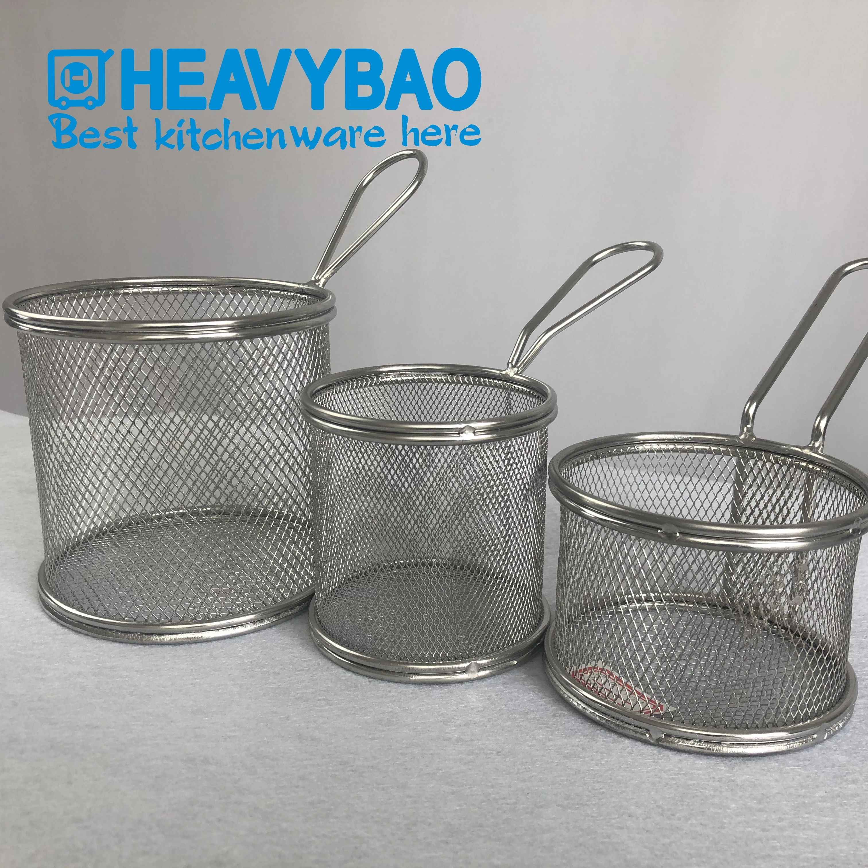 Heavybao High Quality Stainless Steel Mini Mesh Basket,Chip Strainer, Frying Basket