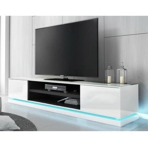 High Gloss White Modern TV Stand for living room TV Entertainment Center with LED Light