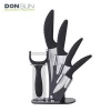 High Quality 6 Piece Red Color Handle Kitchen Ceramic Knife Set with Acrylic Stand
