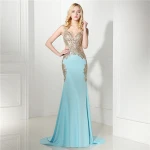 High Quality Cheap Hot Sell Light Blue Evening Dress 2017