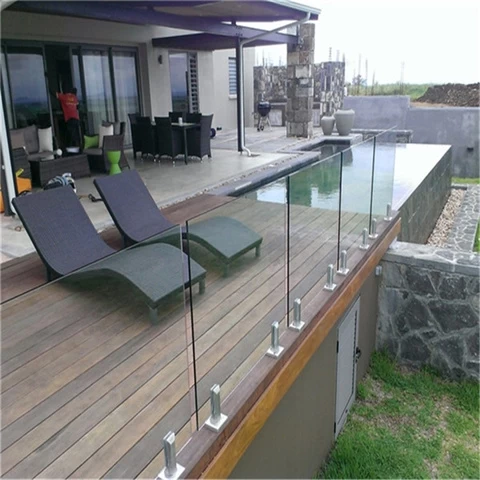 high quality frameless glass balustrade balcony spigot glass railing modern swimming pool fencing
