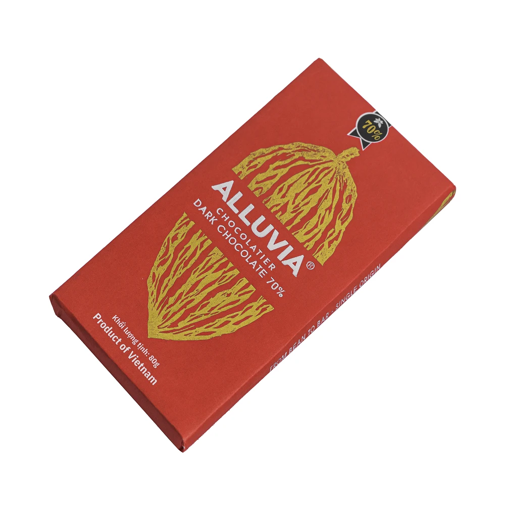 High quality hand-crafted Single Origin Bean-to-Bar 70% Cacao Bittersweet Chocolate Bar from Tien Giang Vietnam