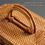 High-quality Handmade Rectangular Rattan Tea Container Tray Cosmetic Basket Home Bathroom Living Room Storage