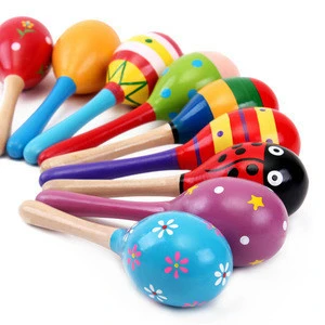 High quality mini size wooden maracas baby musical instrument toy for soothing Baby