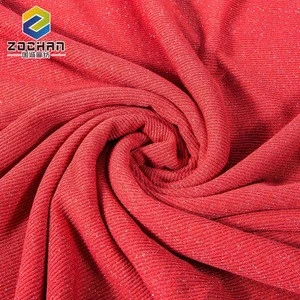 high quality red color rayon lurex knitted nylon rib fabric for cloth