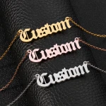 High Quality Women Jewelry Chain Pendant Necklace Nameplate Stainless Steel Gold Color Custom Name Plate Necklace