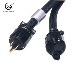 High QualityXSSH audio Hi-End Hifi amplifier OFC Pure Copper US+ IEC 3 pin pins AC Female Male Gold Plated Power Plug Power Cabl