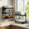 home center storage organizer plate stainless wood drain over sink metal dish rack drainer drying rack kitchen