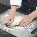 Home kitchen stainless  steel 304 food cutting board  multi use chopping board portable butcher block heavy duty  with handle