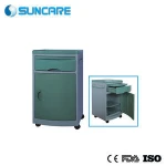 Hospital Adjustable Mobile Medical Bedside Cabinets With castor Writing Board And Storage Drawer