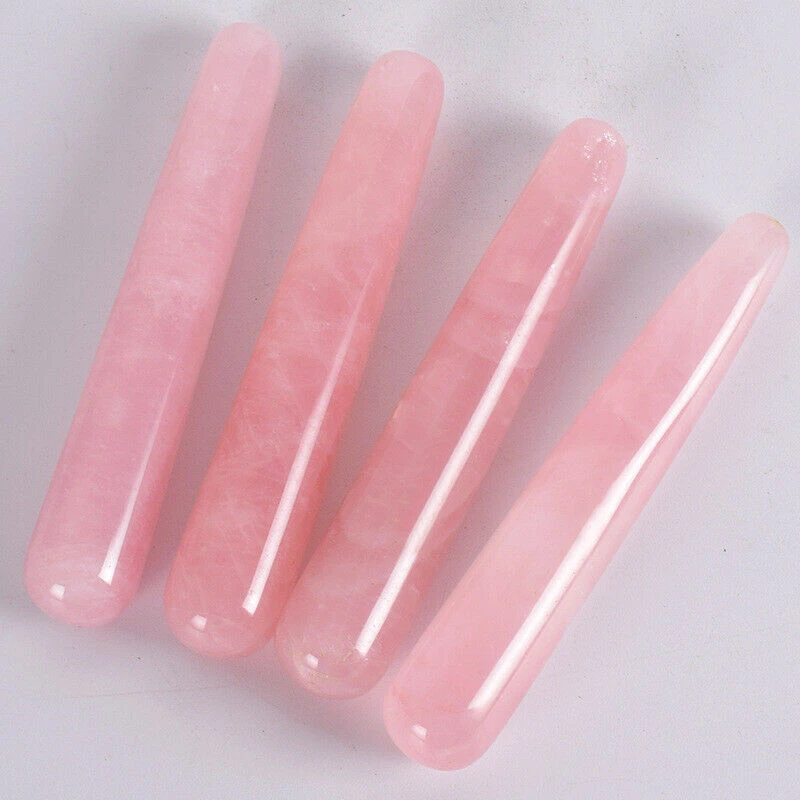 Hot product  Natural Rose Quartz Crystal  Massage pink  healing Stone Smooth Stick for health care