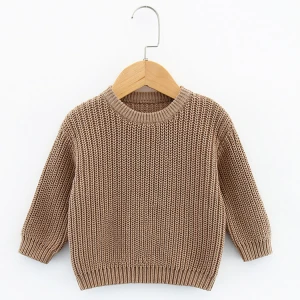 Hot sale 100% cotton chunky knit pullover baby sweaters