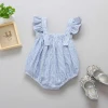 Hot Sale Blue Striped Newborn Baby Clothes Romper,Big Knotbow Sleeveless Cotton Baby Clothing,Lovely Baby Romper Baby Clothes
