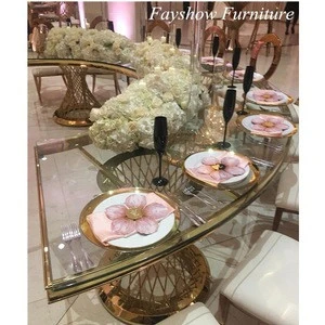 Hot Sale Golden Stainless Steel Wedding Dining Table