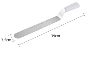 Hot Sales Stainless Steel PP Plastic Handle Spatula Cake Cream Curved Spatula With Measuring Scale