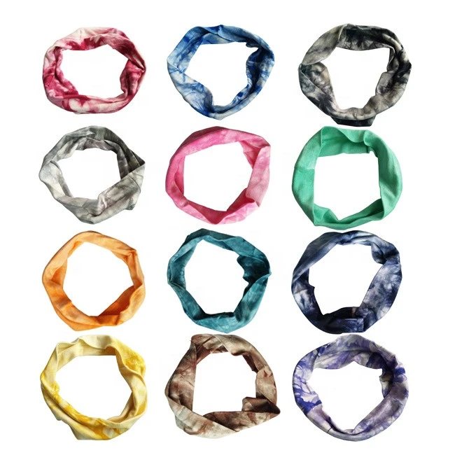 hot sell assorted colors teens girls dry quickly breathable and stretchy tie dye hair band yoga hairband