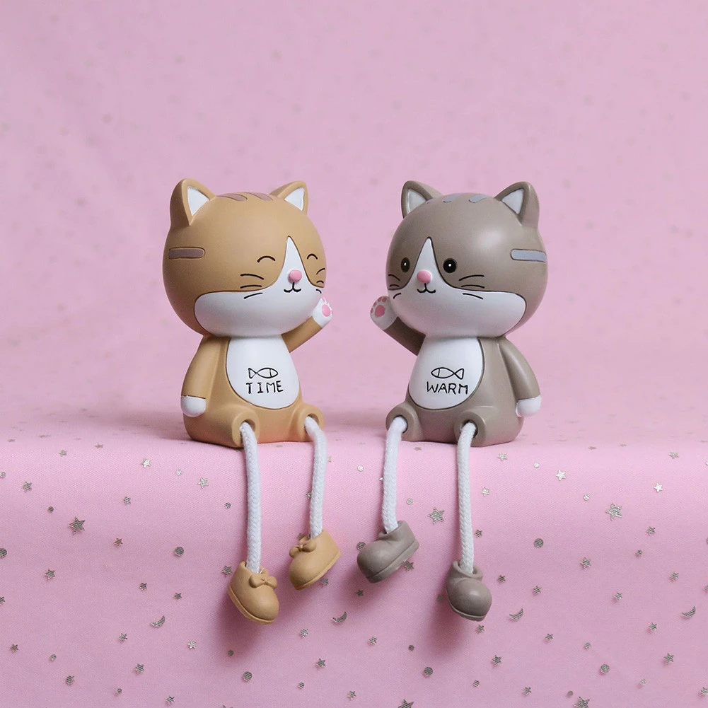 Hot selling cartoon aanimals deer heads cats hanging feet ornaments couple dolls resin crafts home shelf decorations