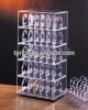 Hot Selling Glass Blue Wooden Base Countertop Acrylic Watch Display Tray with Poster Pasted on Back Board