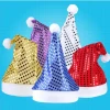 Hot Selling One Size Non-Woven Pompom Sequin Adult Christmas Party Bling Hat
