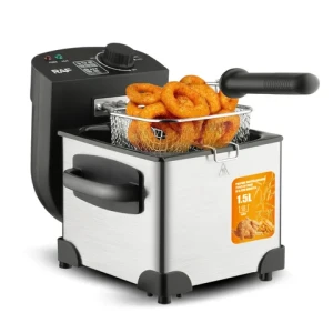 Household 2.5L adjustable temperature fryer with pilot light Small stainless steel basket electric fryer