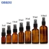 In stock!! 5ml 10ml 15ml 20ml 30ml 50ml 100ml amber spray pump glass perfume bottles with pump sprayer