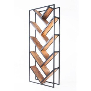 industrial and vintage modern iron and wood bookcase/bookshelf