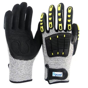 Industrial mechanic impact working heavy duty oilfield anti vibration cut resistant tpr safety gloves