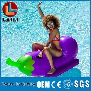 Inflatable swimming life raft mat / Hot sale eggplant pool float swimming float inflatable toys