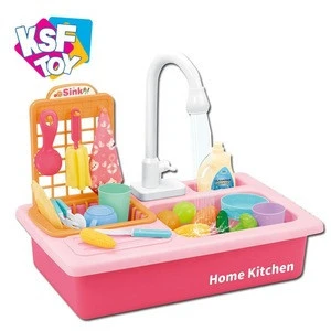 kids preschool toy kitchen set toy pretend play dish wash toy with faucet sprayer