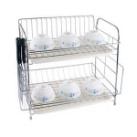 kitchen storage 2 tiers metal wire dish holder rack