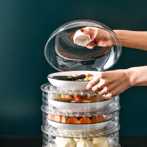 Kitchen transparent multi-layer fresh-keeping and heat preservation food cover plastic food cover