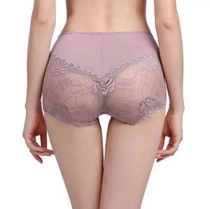 Lace Transparent Women Tummy Control Underwear Mid Rise Stretch Ruffle Panties Intimates Floral Briefs Panties